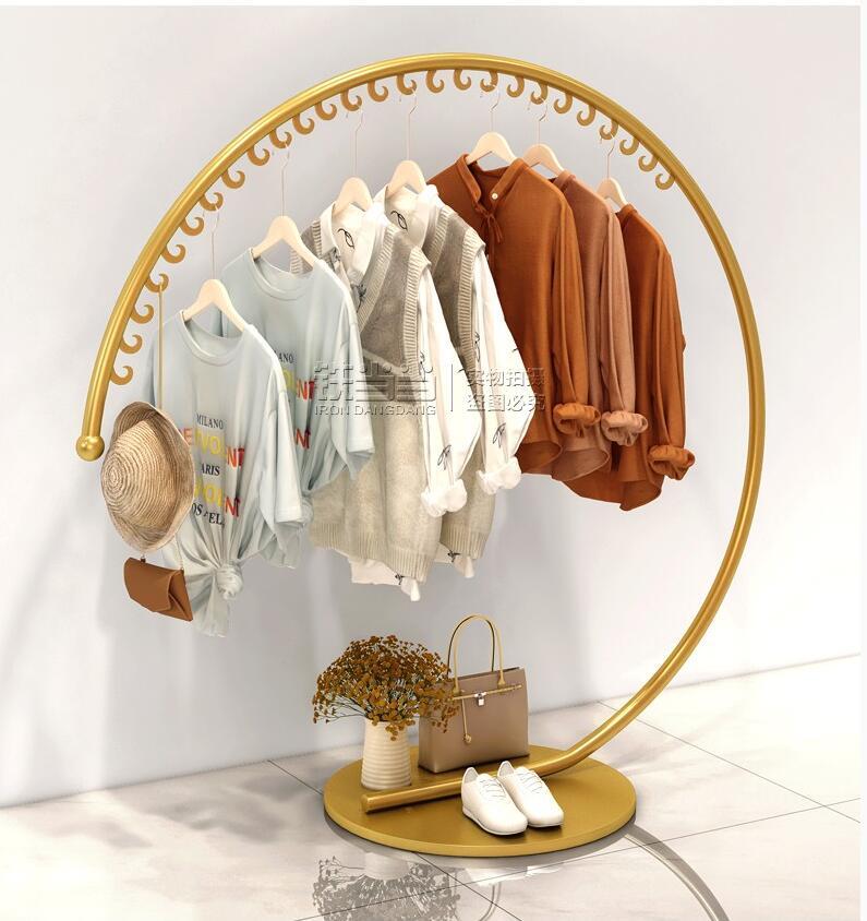 

Hangers & Racks Floor Type Display Rack Of Clothing Store Creative Gold Women's Clothes Hanger