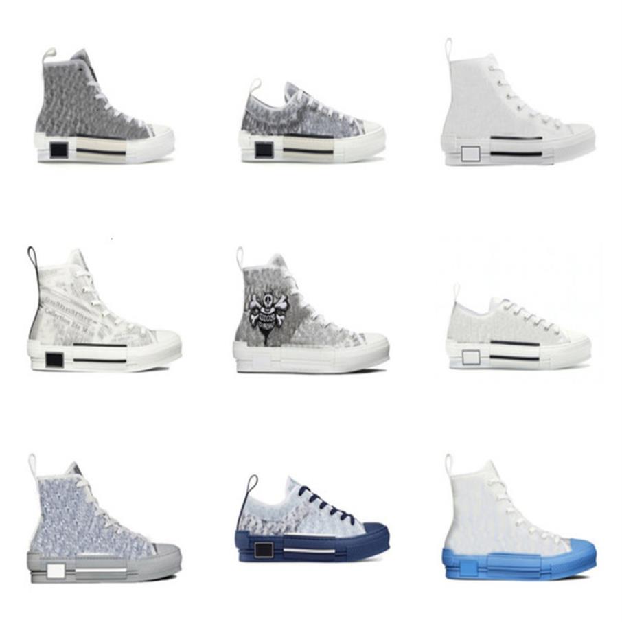 

Authentic B23 HIGH TOP SNEAKERS OBLIQUE Outdoor Shoes Men Women Technical Fabric Platform Low Transparent Letters Calfskin Trainer271O