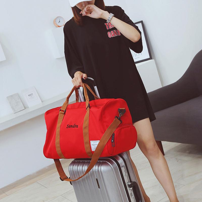 

Duffel Bags Personalized Embroidery Fashion Unisex Gym Bag Leisure Sports Luggage Portable Shoulder Messenger BagTravel BagDuffel, Black