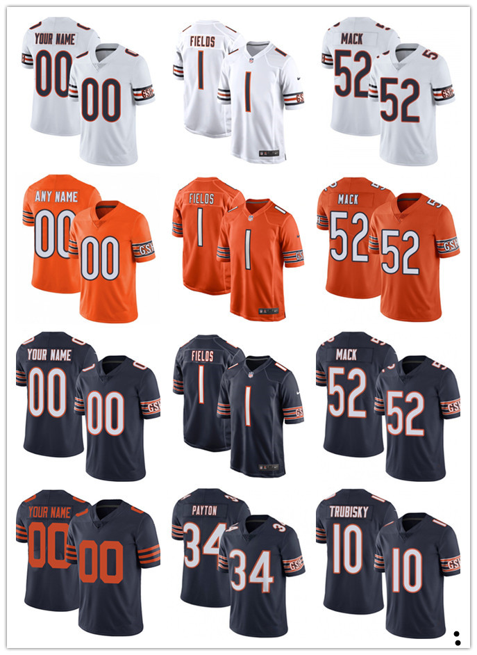 

Chicago''Bears''custom men 54 Brian Urlacher 11 Darnell Mooney 14 Andy Dalton 34 Walter Payton 9 Nick Foles 1 Justin Fields Football Jersey, Colour