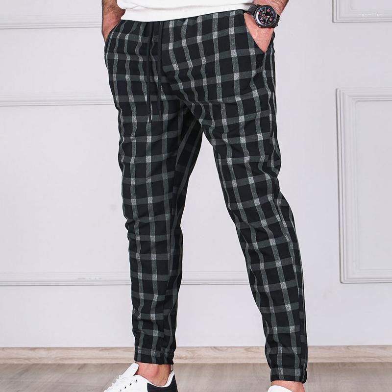 

Men's Pants Mens Navy Men's Casual Plaid Jogging Elastic Mid Waisted Sports With PocketsMen's Naom22, Black