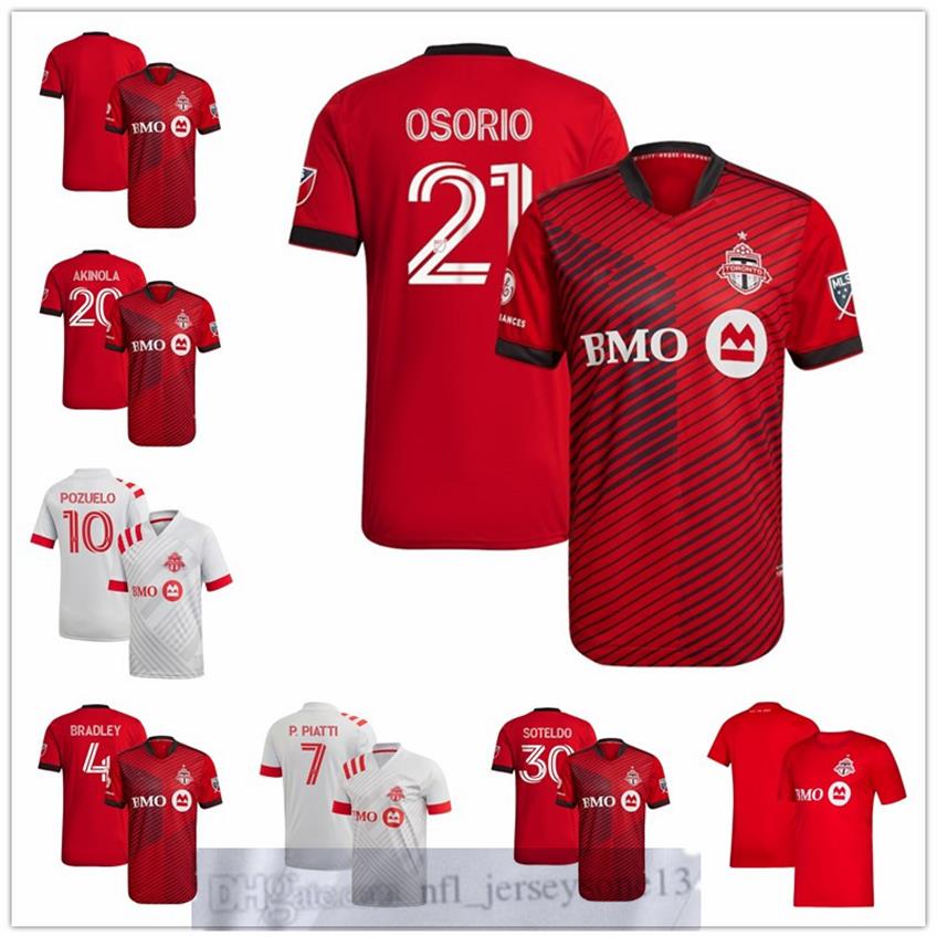 

Custom Toronto Mens women youth FC 30 Soteldo 21 Osorio 20 Ayo Akinola 4 Bradley 10 Alejandro Pozuelo 17 Jozy Altidore Red white 2258c