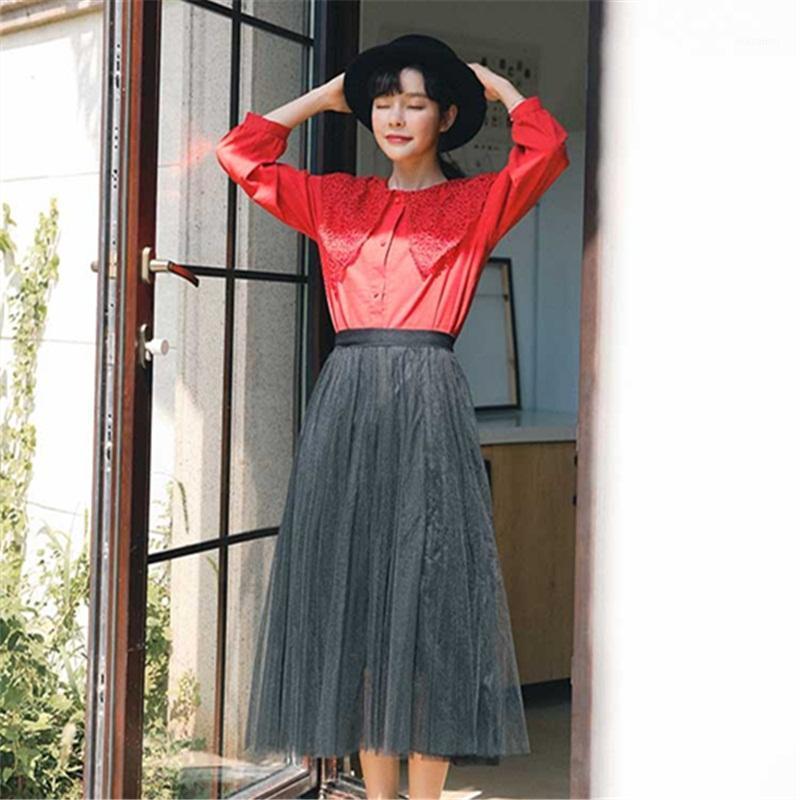 

Skirts Korean 2022 Mesh Autumn And Winter In The Long Skirt Women, Black