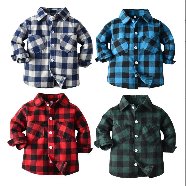 

Baby shirt multicolor classic Plaid Long Sleeve Top Men's and women's baby autumn coat, Blue