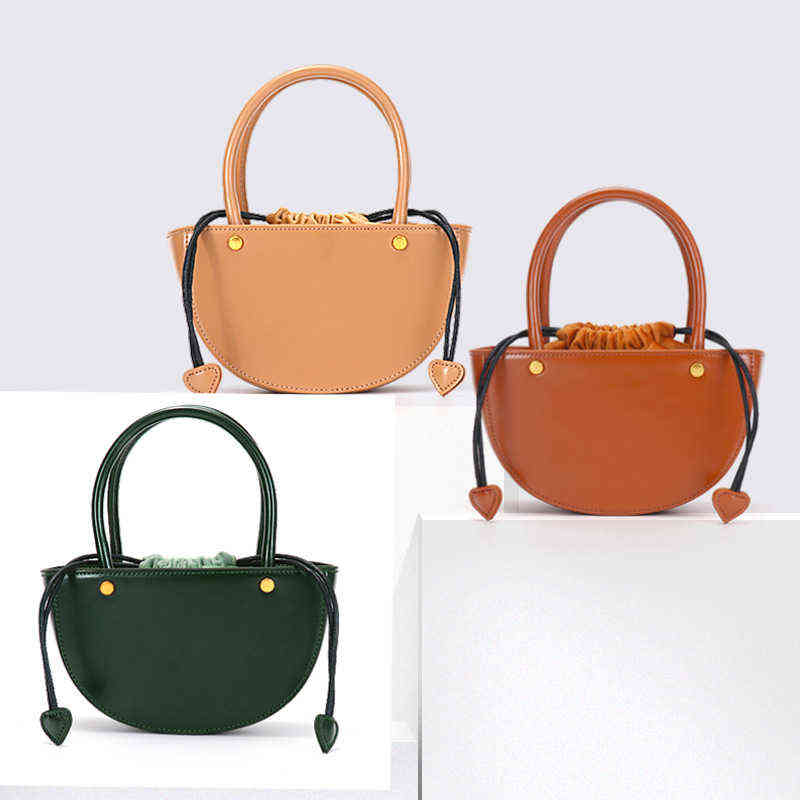 

Leather Saddle Small Bag Women's New Fashion French Minority Design High Sense Popular Messenger in Summer 220615, Caramel