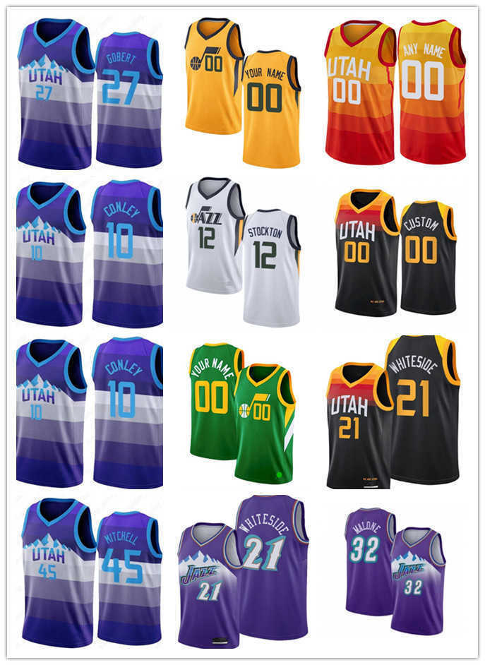 

75th Custom Mens Women youth Utah''Jazz''Jersey Donovan 45 Mitchell Mike 10 Conley 00 Clarkson Rudy 27 Gobert Basketball Jerseys, Color