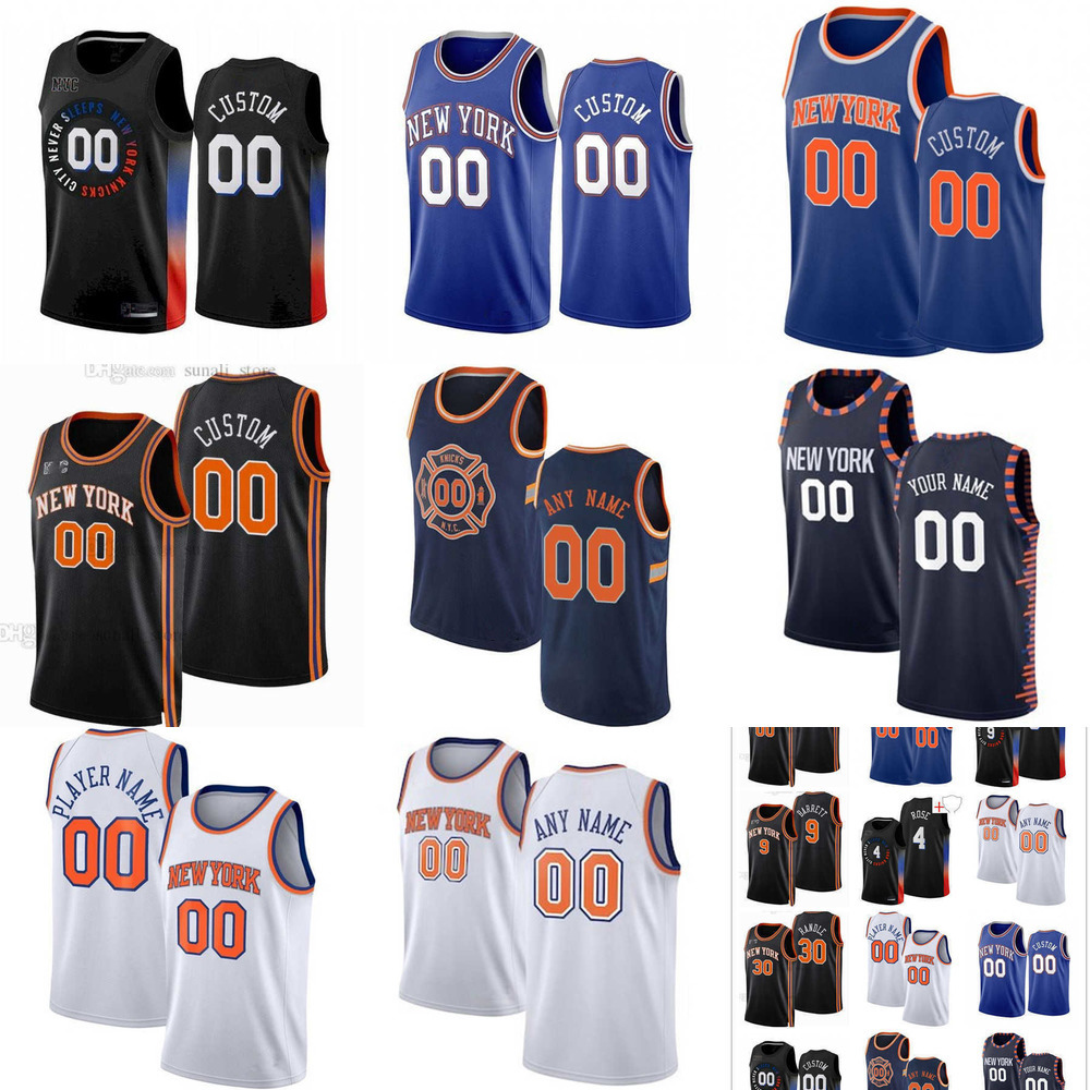 

75th Custom MEN Jersey Women Youth RJ 9 Barrett Julius 30 Randle Derrick 4 Rose Alec 18 Burks New York''Knicks''Basketball Jerseys, Color