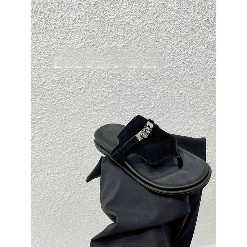 

Spring and summer 2022 new flat bottomed low heel Leather Flip Flops black sals casual versatile sals for women Outlet_PI8Z, Black leather