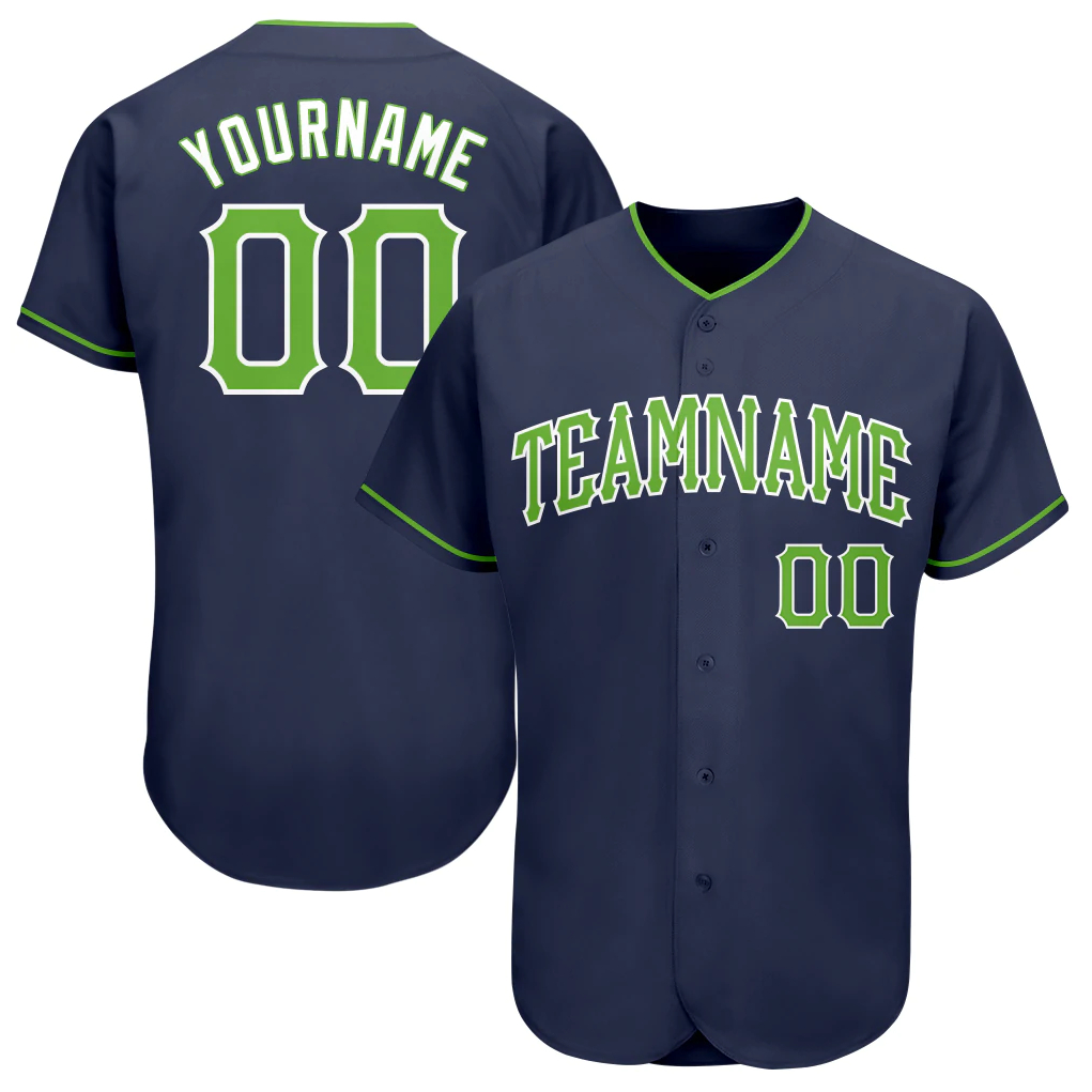 

Custom Navy Neon Green-White Authentic Baseball Jersey, Women size s-xxl