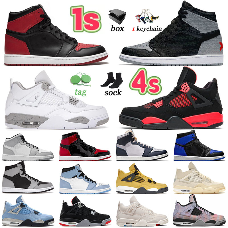 

Jumpman 1 Basketballs Shoes Designer Women Bred Patent 4 Canvas White Oreo 4s Rebellionaire Off Sail Black Cat Canvas Jumpmans 1s Banned Men Trainers Sports Sneakers, B11 40-47 red thunder