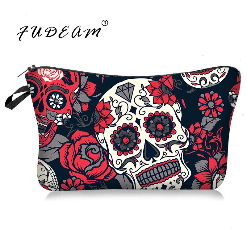 

Polyester Skull Print Pattern Women Waterproof Cosmetic Bag Toiletry Storage Organize Travel Makeup Female Wash Pouch, Clear