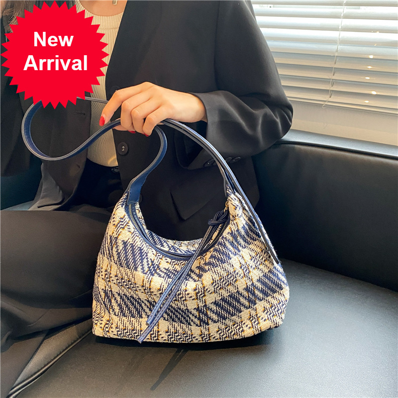 

Tide Brand Wholesale Large Capacity Plaid Female New Student Girl Single Messenger Fashion Trend Shoulder Crossbody Bags, Navy blue