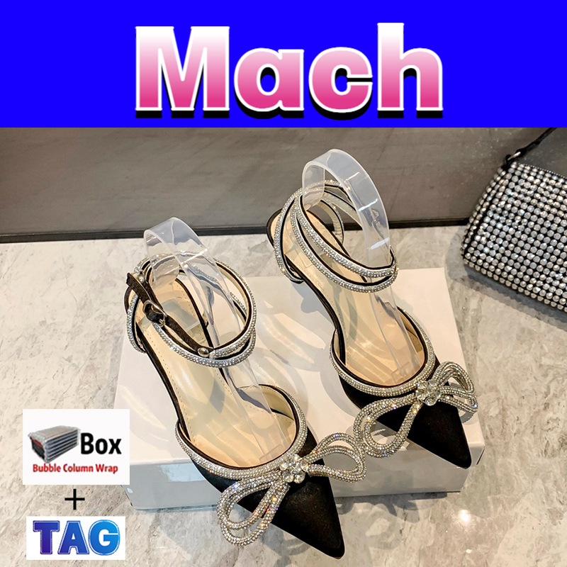 

Luxury Mach Dress Shoes Women shoes 60 Silk Satin Double Bow Crystal decorative Sandals pointed toes Sandal Wedding Party Stiletto Heel High Heels Slides slipppers, No.8- shoes box