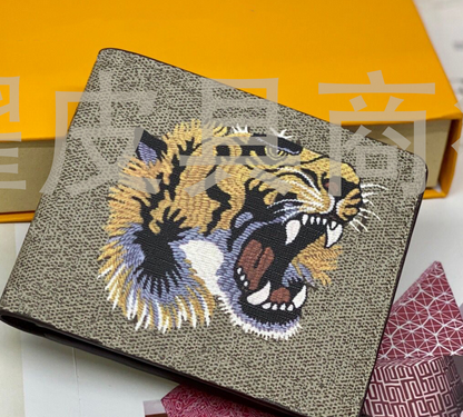 

EE 2022 High Men women Leather black snake Tiger bee Wallets Women Short Style Purse Wallet card Holders NO box, Red