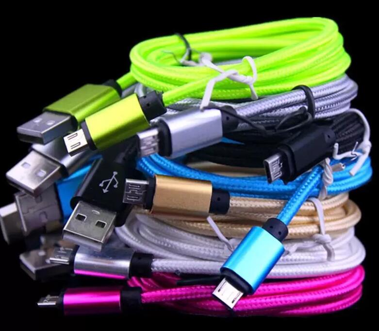

Fabric Braided Type c Micro Usb Cable 1m 2m 3m Alloy Cables For samsung s4 s6 s7 s8 s10 htc lg android phone, Mixed color