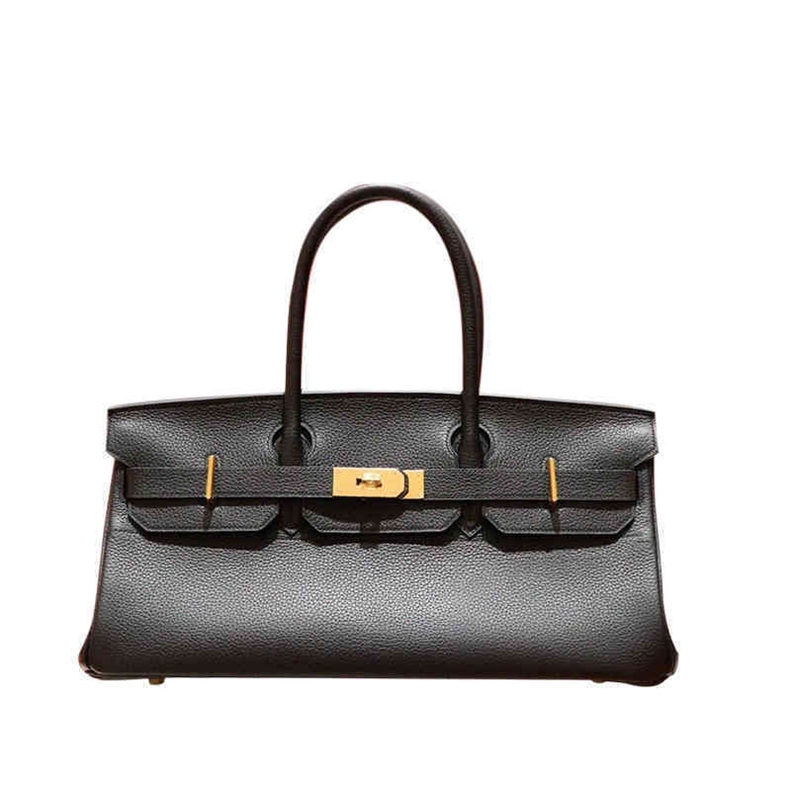 

Designer Handbags Herme Bags Zhang Yuqi's Same Women's 2022 Fashion Armpit Real Leather 40 Bag High Capacity Handbag Birkis, Black