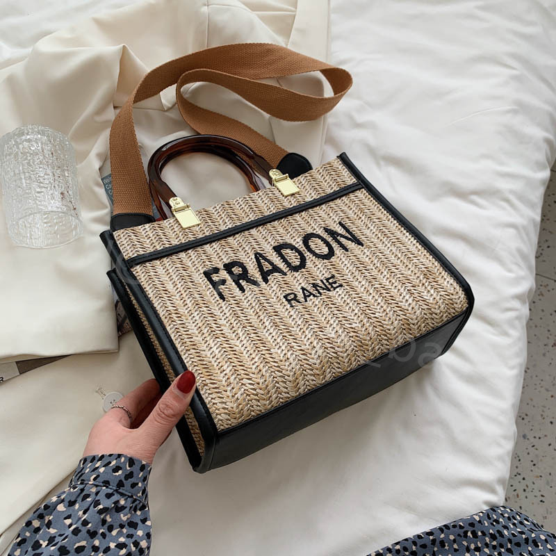 

2022 Luxury Designer Cross Body Bag Handbag Letter Knitting Double Handle Box Package Tote Bags Interior Pocket Lady Fashion Shoulder Handbags Straw Totes Wallets, Style 0