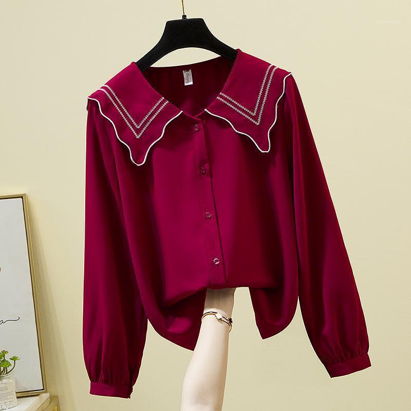 

Women's Blouses & Shirts Doll Collar Long-sleeved Shirt Female Plus Size 2022 Spring And Autumn Korean Retro Temperament, White