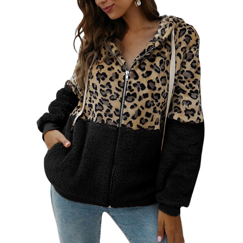 

Women's Jackets Women Coat Top Long Sleeve Hooded Autumn Warm Jacket Outwear Casual Fashion Leopard Tops Size S-5XLWomen's, White