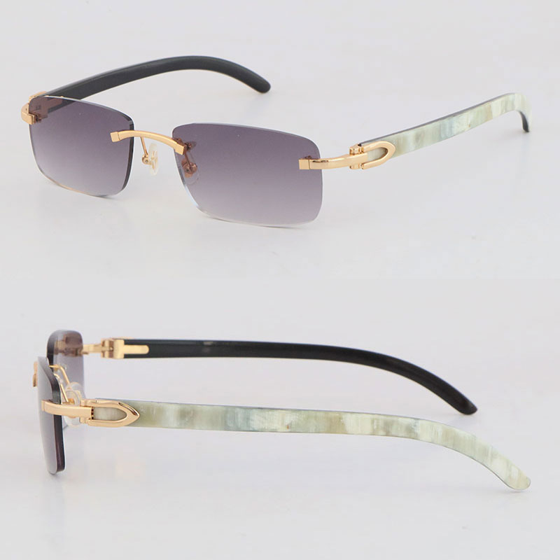 

New Original White Inside Black Buffalo Horn Sunglasses for Women 3524012 Fashion Style Metal Rimless Male Female Adumbral Man Woman Frames Sun Glasses Size 54-18-140