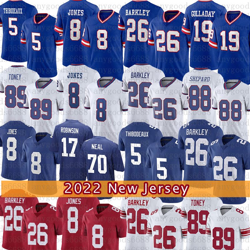 

Mens Daniel Jones Football Jersey 26 Saquon Barkley Kayvon Thibodeaux Kenny Golladay Wan'dale Robinson Lawrence Taylor Evan Neal Sterling, Mens-jr