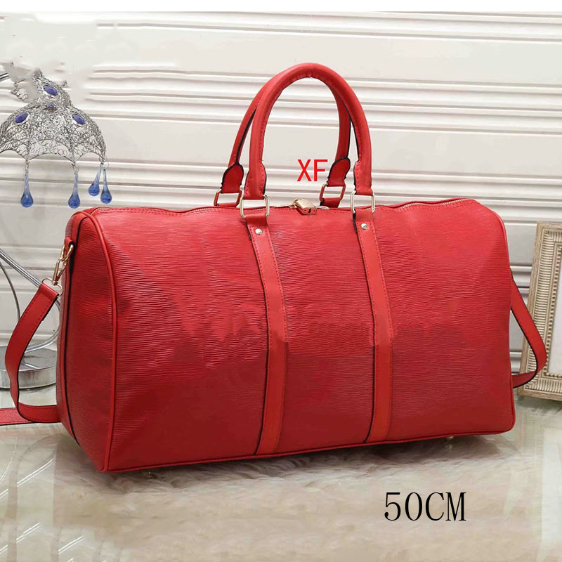 

Duffel Bag large capacity 50cm fashion big Travel Larges size Packaging bags red handbag Tide purse pu crossbody, Black