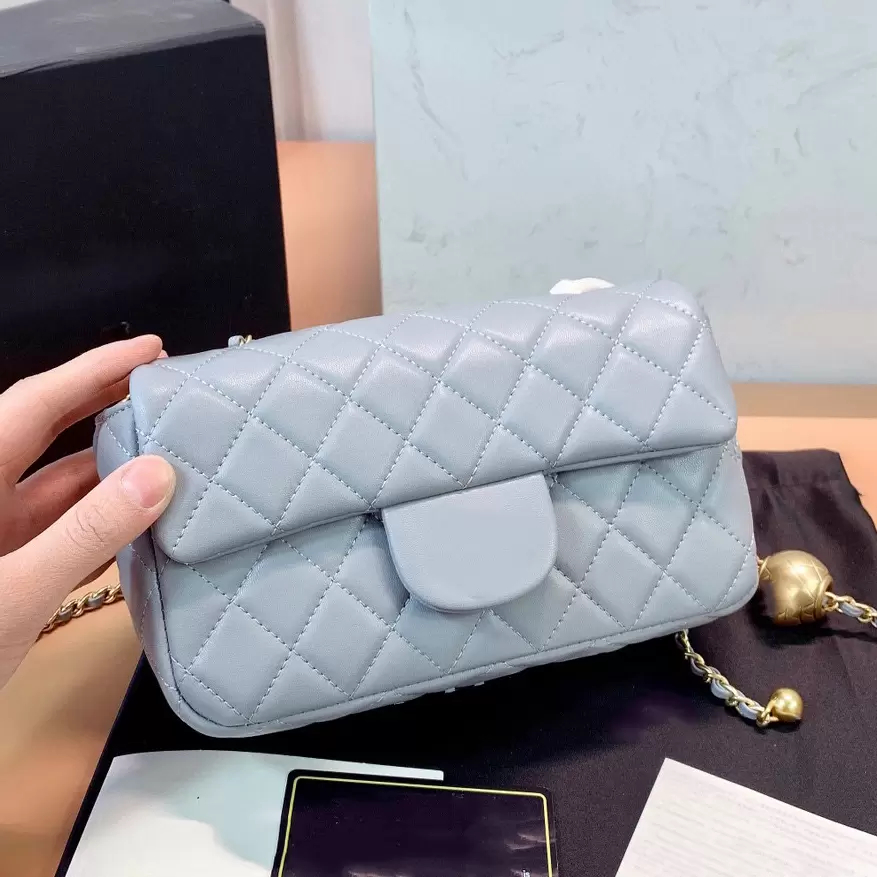 17/20CM Classic Crush Ball Mini Square Bag Top Calf Leather Quilted Gold Hardware Metal Adjustable Chain Crossbody Totes Bags Designer Luxury Lad