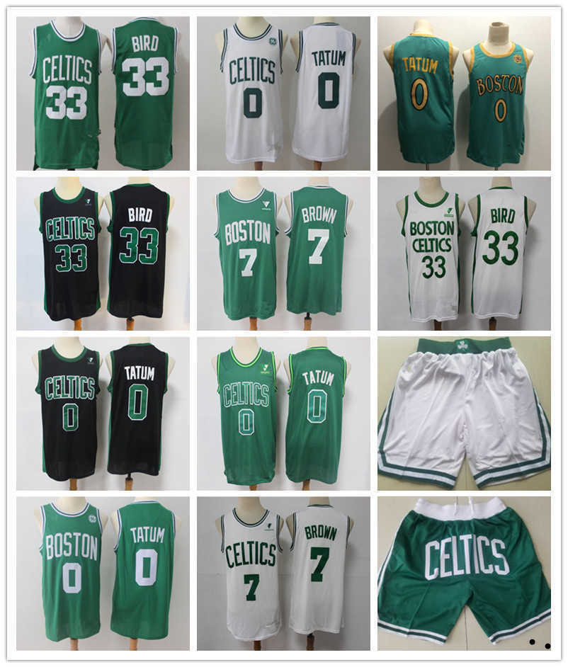 

Mens Boston''Throwback''Celtics''Jersey Larry 33 Bird Jayson 0 Tatum Jaylen 7 Brown Basketball Shorts Basketball Jersey green black, Color