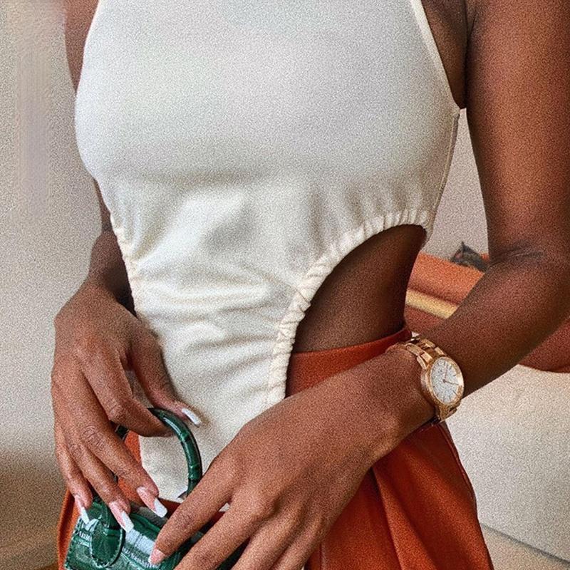 

Women' Tanks & Camis Chic Fashion 2022 Summer Tank Tops For Women White Sleeveless Mock Neck Top Cropped Club Party Outfits Casual