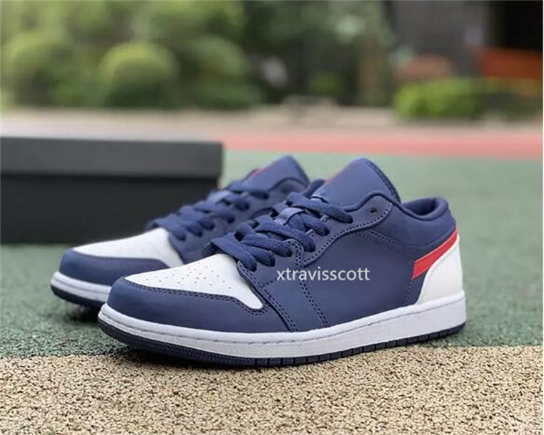 Top Qualité Hommes Femmes Jeunes Garçon et Fille Chaussures de basket-ball Classique de luxe Jumpman 1 Midnight Navy Blanc GYM-Rouge chaussure de