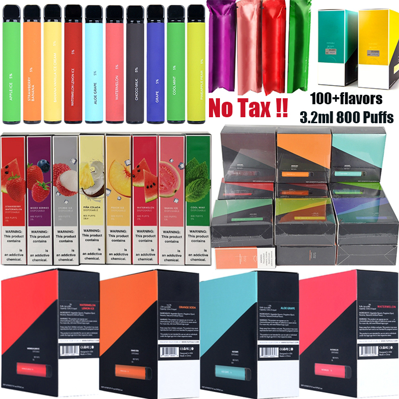 

No Tax Puff Plus In Stock Disposable Device Pods 100 Flavors E Cigarettes Vape Pen 800Puffs Starter Kit Oil Carts Prefilled With Security Code Empty Wholesale