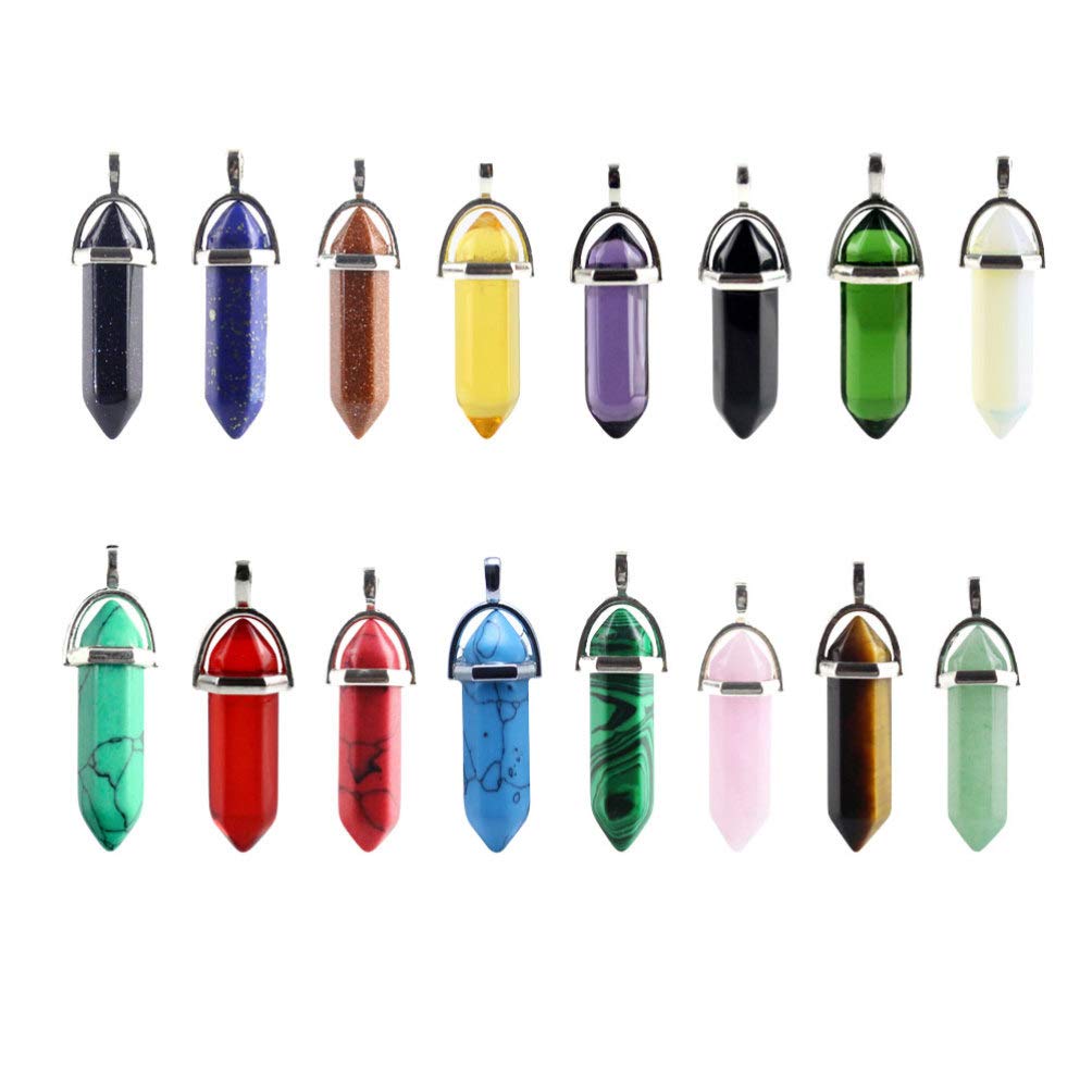 

Pendant Necklaces Exceart Shape Gemstone Charms Hexagonal Stone Craft For Jewelry Necklace Making Mixed Style amDyy