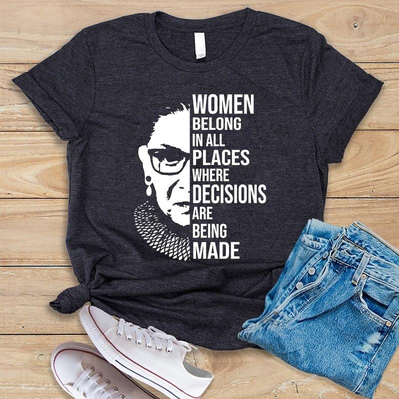 

Women' T-Shirt Notorious Rbg Ruth Bader Ginsburg Shirt Summer Fashion Woman T Social Justice Quotes Clothes Feminist Female Rights TopsWome, Black