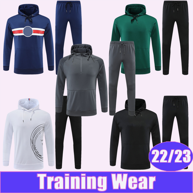 

22 23 KIMPEMBE MARQUINHOS Training Wear Hoodie Kit Suit Soccer Jerseys Saint Germain VERRATTI MBAPPE N.MENDES Hoodie Half Zip Tracksuit Football Shirts, C1116g620 22 23 hoodie sapphire