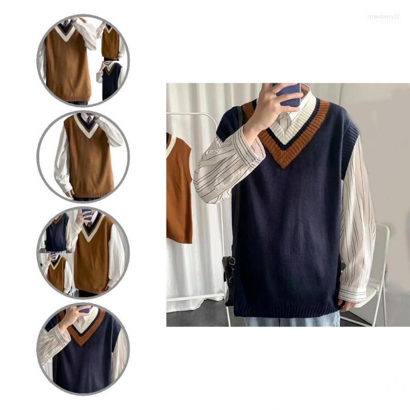 

Men's Vests Sweater Vest Soft Oversized Pullover Leisure Autumn For School Stra22, Brown