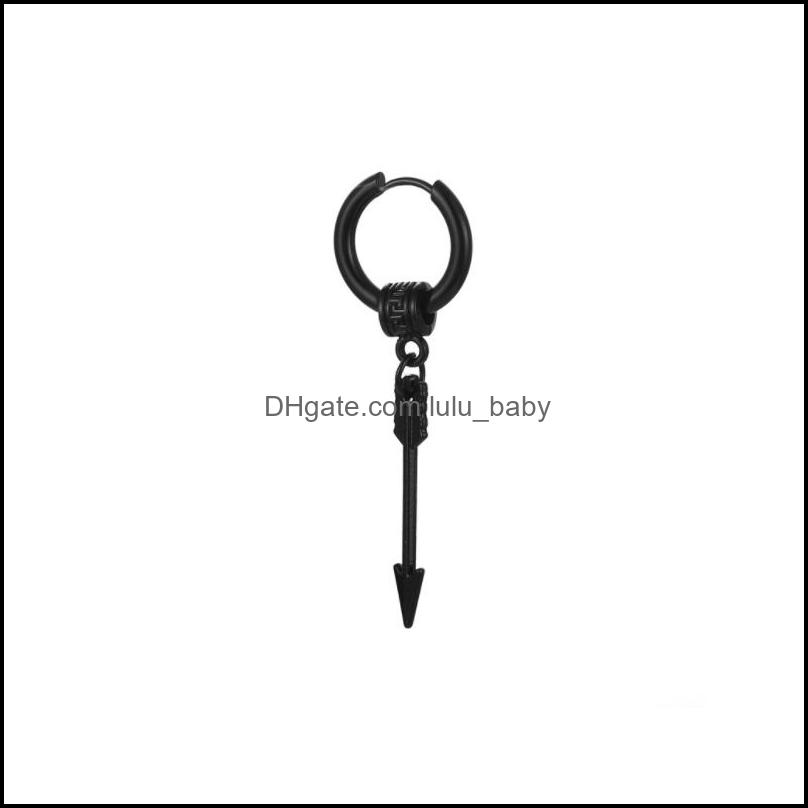 

Body Arts Tattoos Art Health Beauty Dangle Arrow Hoop Earrings 316L Stainless Steel Punk Hip Hop Piercing Ear Hoops Drop Dhb13