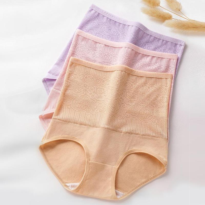 

Women's Panties Women High Waist Rose Jacquard Tummy Control Lift Hip Cotton Underwear Comfortable To Wear, Black