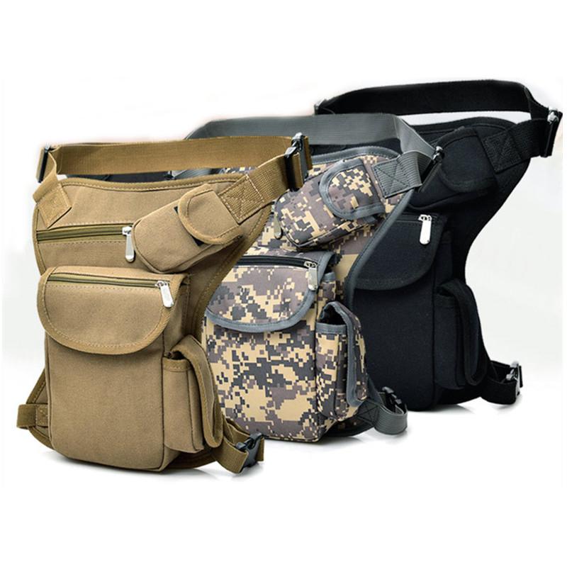 

Waist Bags Fanny Pack Belt Hip Bum Military Travel Multi-purpose Motorcycle Messenger Shoulder Men Canvas Drop Leg Bag Packs, Black