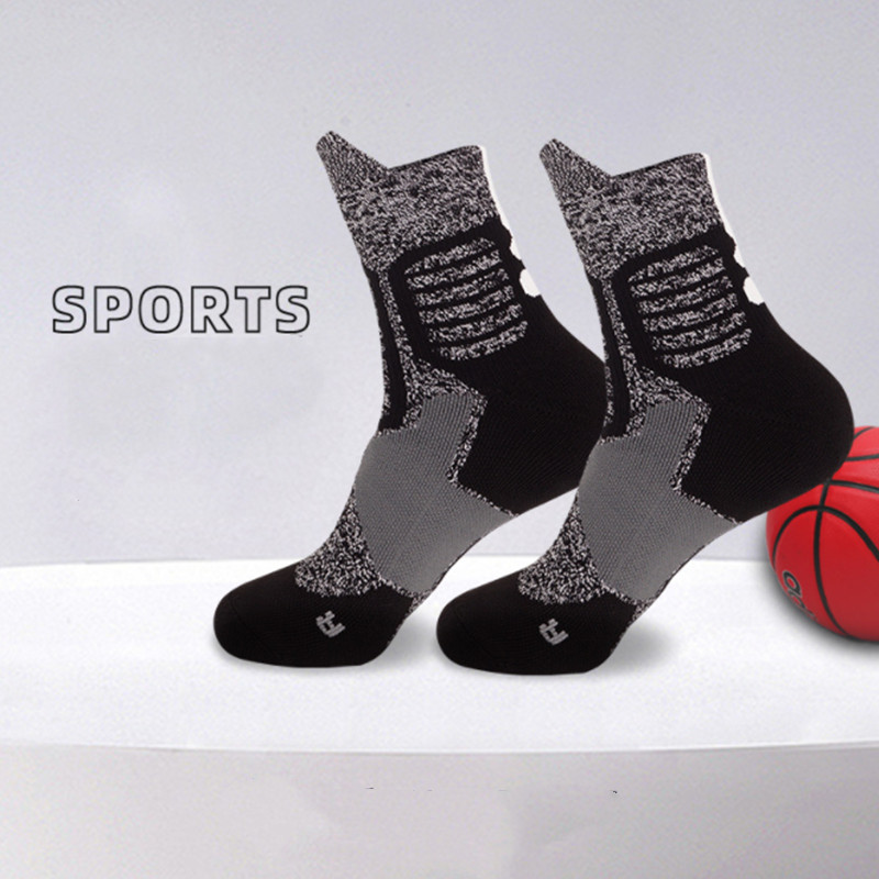

Elite basketball socks men's outdoor tube running anti skid towel bottom professional sports socks wholesale socks, Black