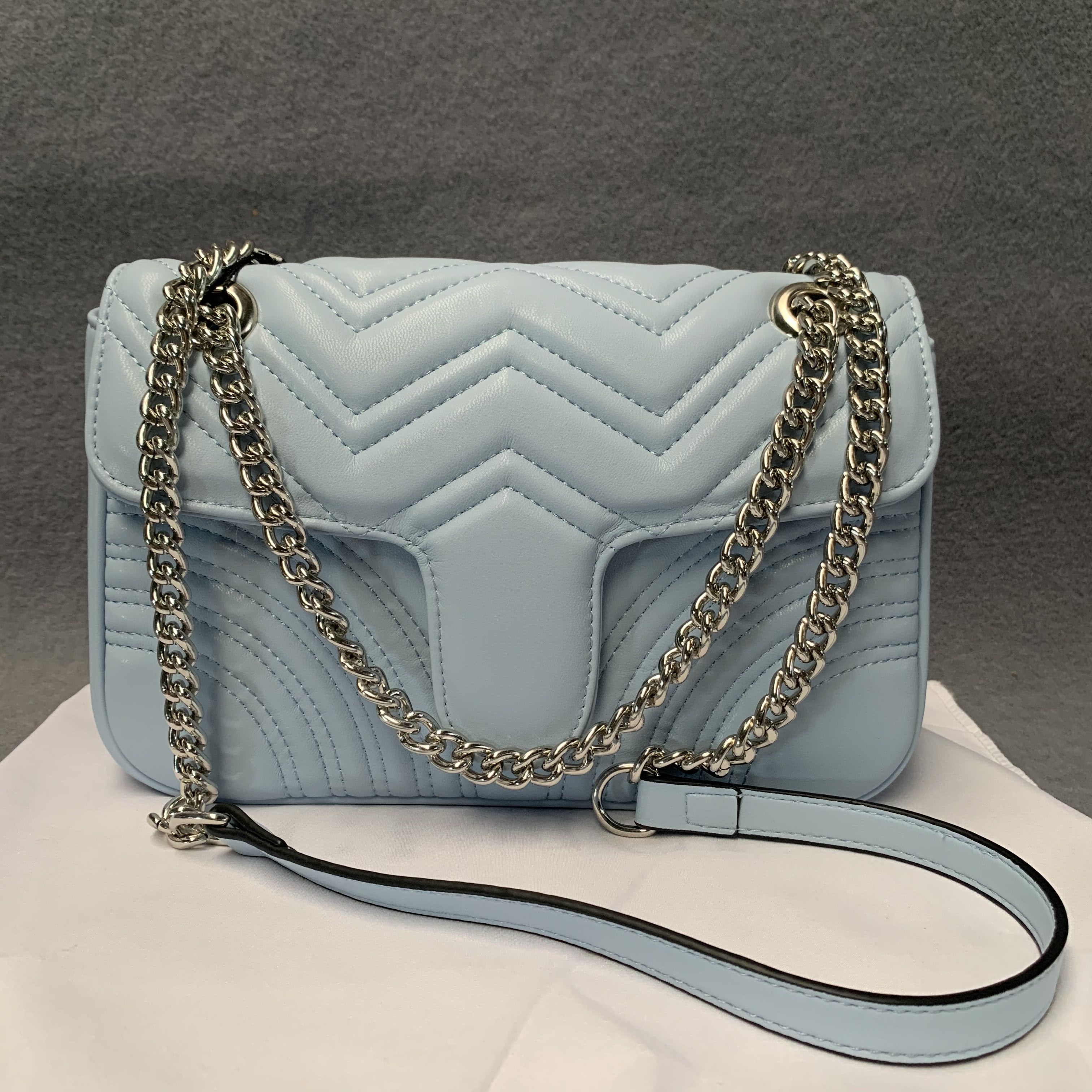 

Top Quality 6 colors Famous brand women designer Shoulder Silver Chain bag leather chain bag Cross body Pure color womens handbag crossbody, Customize