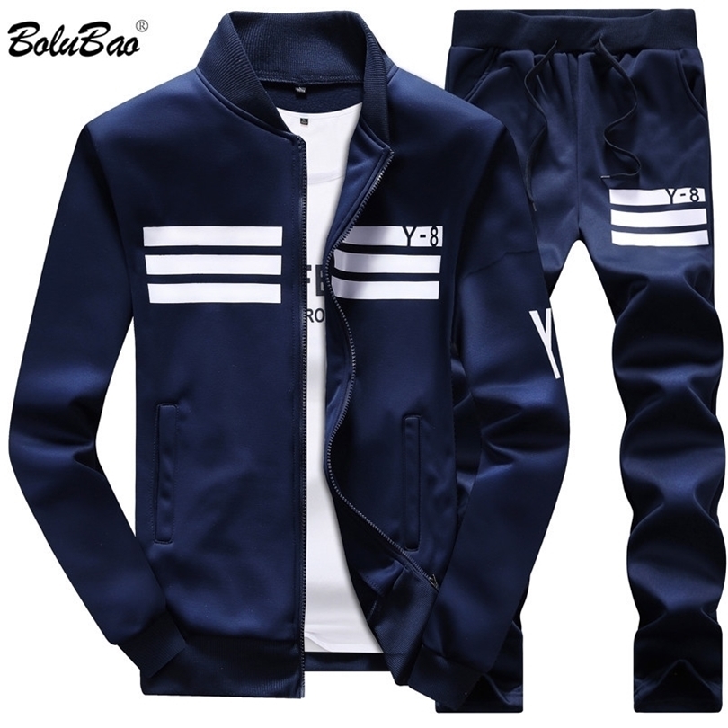 

Bolubao Spring Men Set Quality Fleece Sweatshirt Pants Male Tracksuit Sporting Sweat Suits Mens Survetement Sportswear 201118, White black