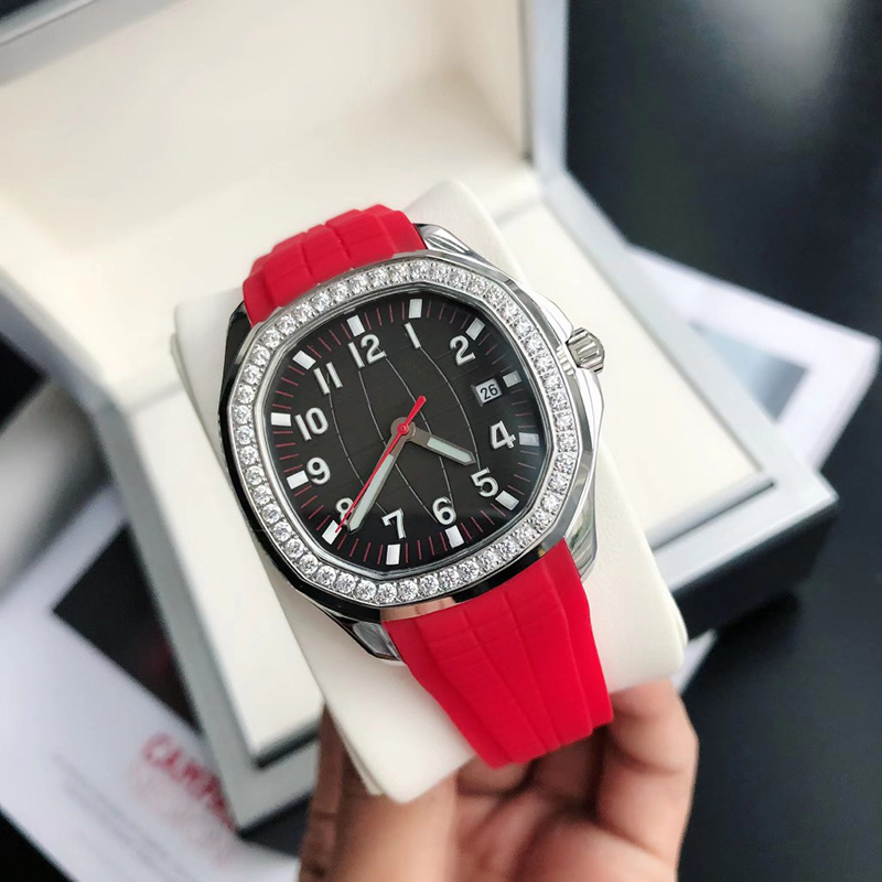 

Mens Watches Fully Automatic Mechanical Watch Rubber Strap Waterproof Design Optional Wristwatch 42MM Diamond Bezel, Color 2