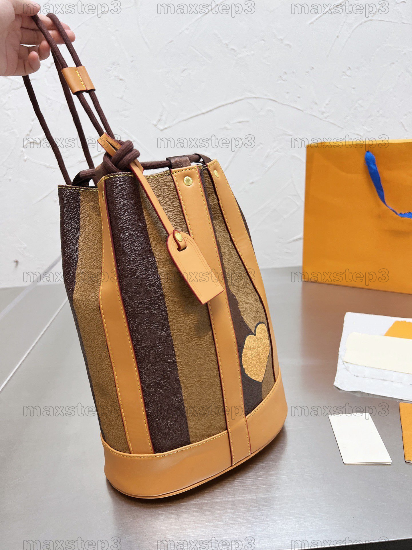 

Drawstring backpack Randonee Messenger Shoulder Coated Canvas Bags M45968 Monograms Stripes BrownOutdoor Vintage Adjustable, 1#