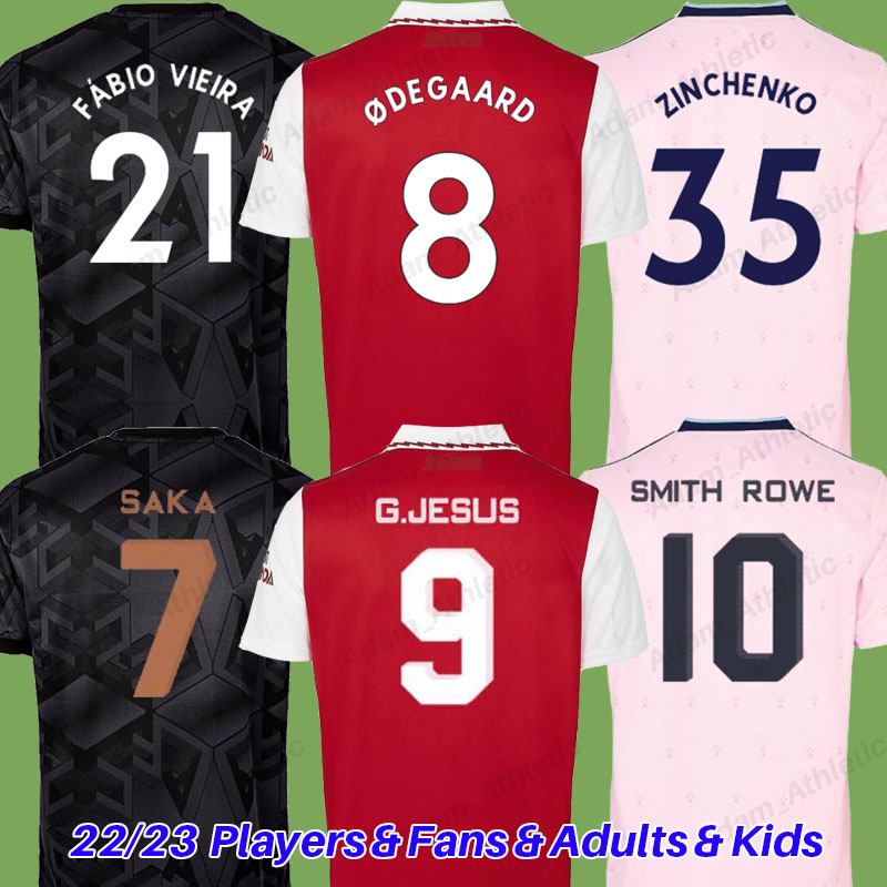 

ARSen Jerseys 22 23 kid Gunner SAKA SMITH ROWE ODEGAARD ZINCHENKO football shirts G.JESUS FABIO VIEIRA WHITE THOMAS MARTINELLI Gooners soccer jersey player version, 22-23 3rd kids