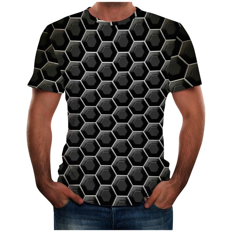 

Men's T-Shirts 3d Digital Printing Summer Short Sleeve Tops Round Neck Honeycomb Whirlpool Clothes Tee, Green