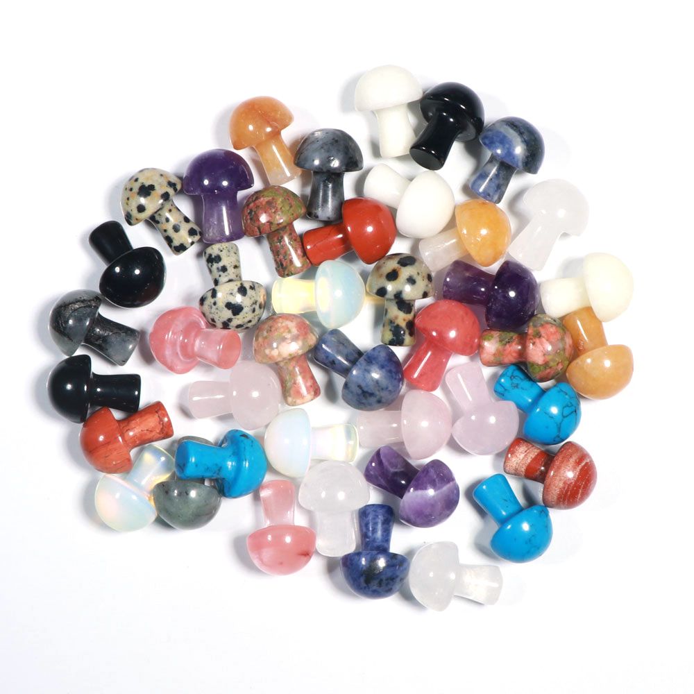 

Carved Mushroom Ornaments Natural Crystal Quartz Turquoise Stone Naked Stones Decoration Hand Handle Pieces DIY Necklace Accessories 20x15mm