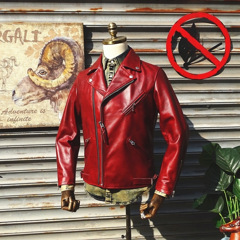 

Men's Leather Faux Leather Hyogo oil wax cowhide red rider leath 220823