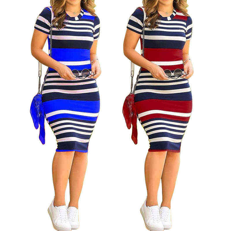 

Sexy Women Pack Hip Pencil Dress Bodycon Summer Robe Female Striped Fashion Streetwear Vestidos Women Elegant Dress Y220401