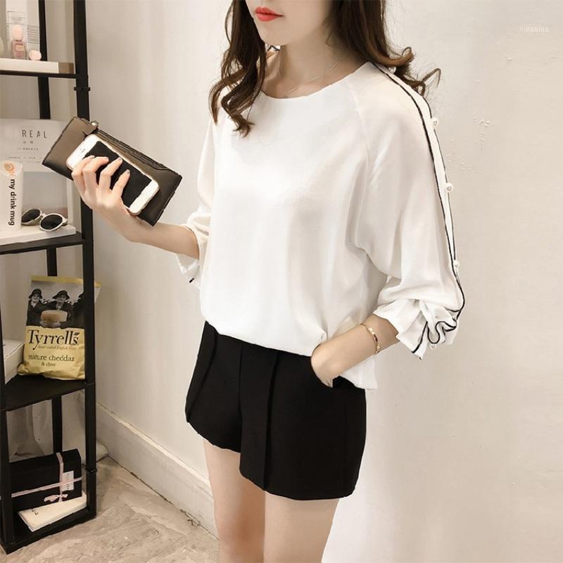 

Fashion Blouse Women Flare Long O-Neck Sleeve Rivet Top Tees Shirts Casual Shirt Clothes Ladies Plus Size Women's Blouses