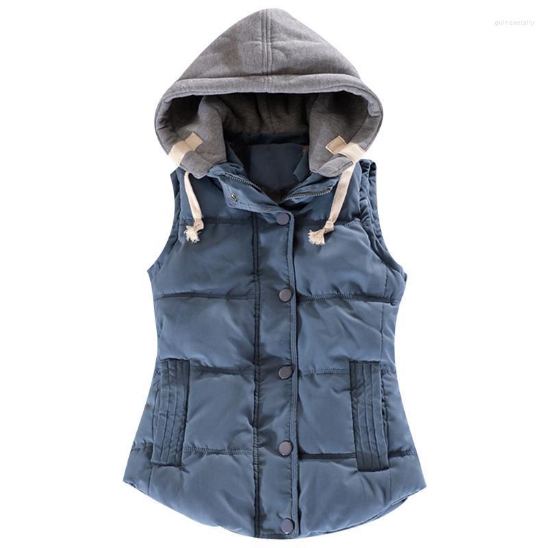 

Women' Vests Women Sleeveless Hooded Winter Vest Coat Solid Color Casual Zipper Warm Button Pocket Tank Female Single Breasted Outwear Guin, Black